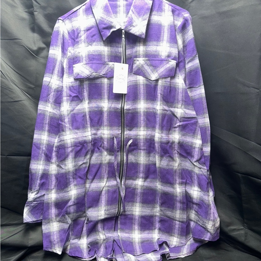 #1238 Camisa Brand Flannel zip front shirt, size XL, New w tag